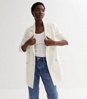 New Look Cream Boucle Double Breasted Blazer